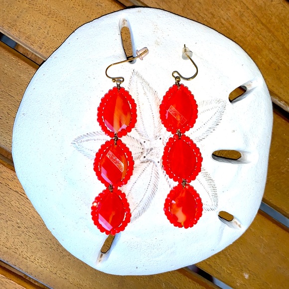 Darling red/orange handmade Anthropologie Earrings! - Picture 5 of 5